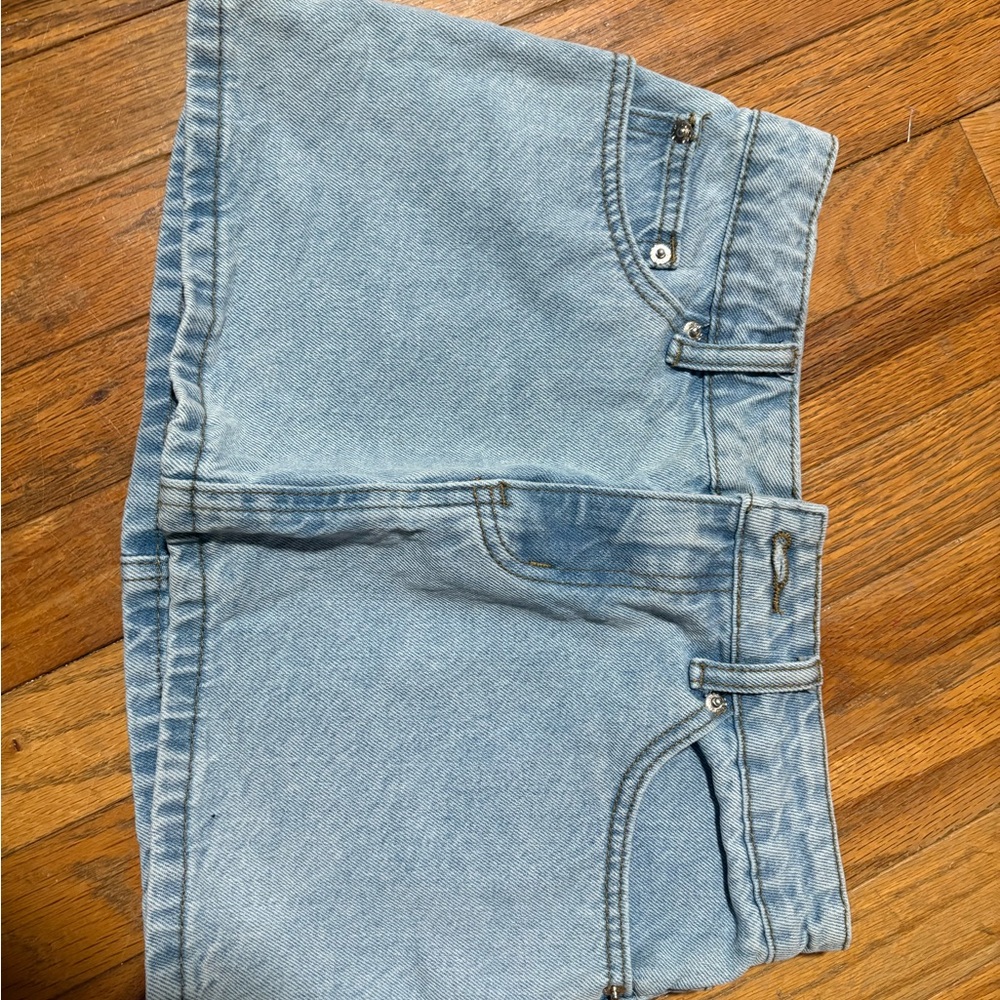 Edikted Blue Denim Mini Skirt